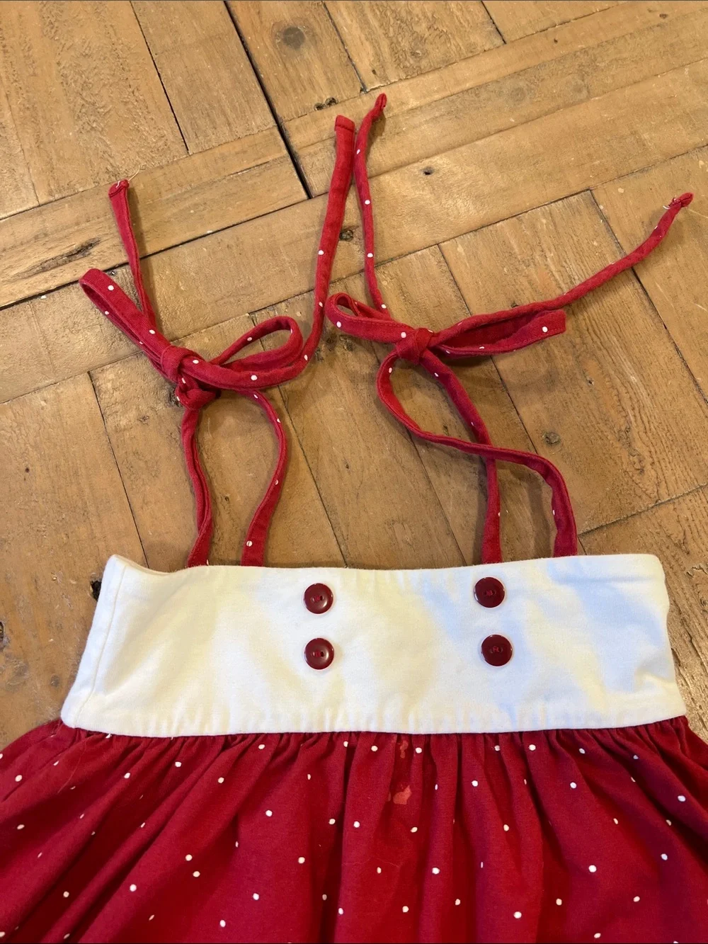 Omi Jo well dressed wolf red and wore polka dot swing top and shorts set 5 years